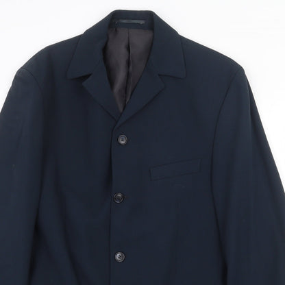 Equity Mens Blue Polyester Jacket Suit Jacket Size 38 Regular