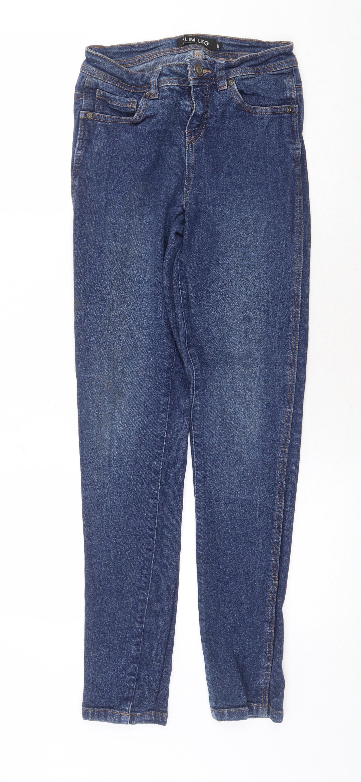 Peacocks Womens Blue Cotton Skinny Jeans Size 8 Regular Zip