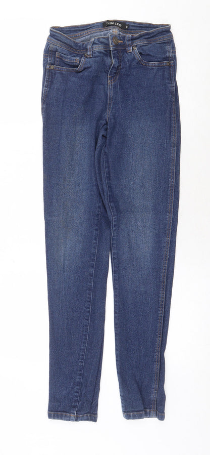 Peacocks Womens Blue Cotton Skinny Jeans Size 8 Regular Zip