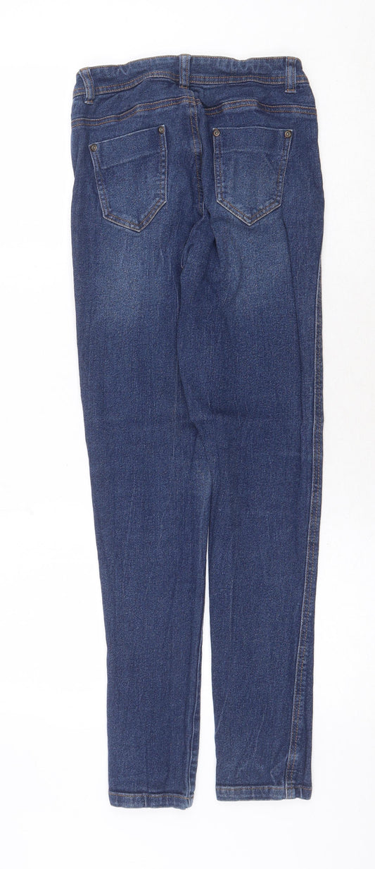 Peacocks Womens Blue Cotton Skinny Jeans Size 8 Regular Zip