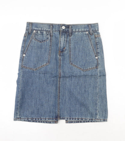 Gap Womens Blue Cotton A-Line Skirt Size 6 Zip