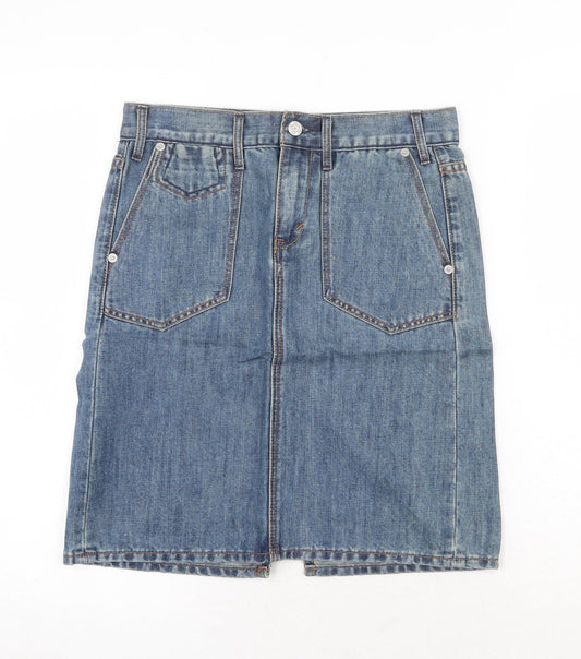 Gap Womens Blue Cotton A-Line Skirt Size 6 Zip