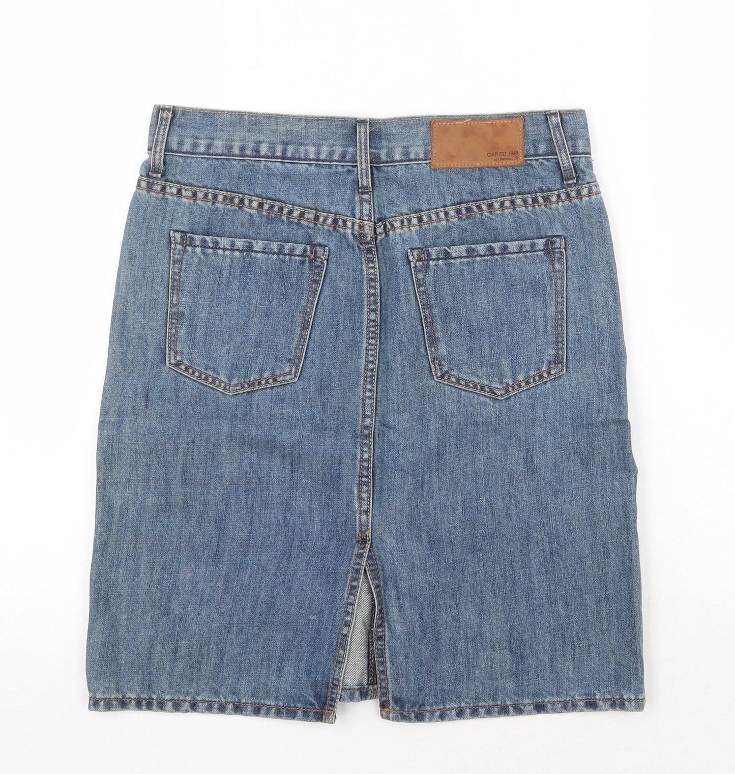 Gap Womens Blue Cotton A-Line Skirt Size 6 Zip