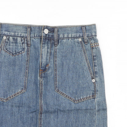 Gap Womens Blue Cotton A-Line Skirt Size 6 Zip