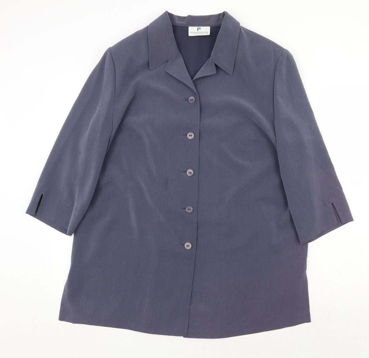 Frank Walder Womens Grey Polyester Jacket Blazer Size 18