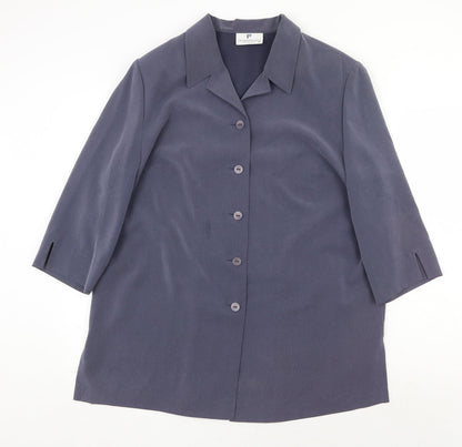 Frank Walder Womens Grey Polyester Jacket Blazer Size 18
