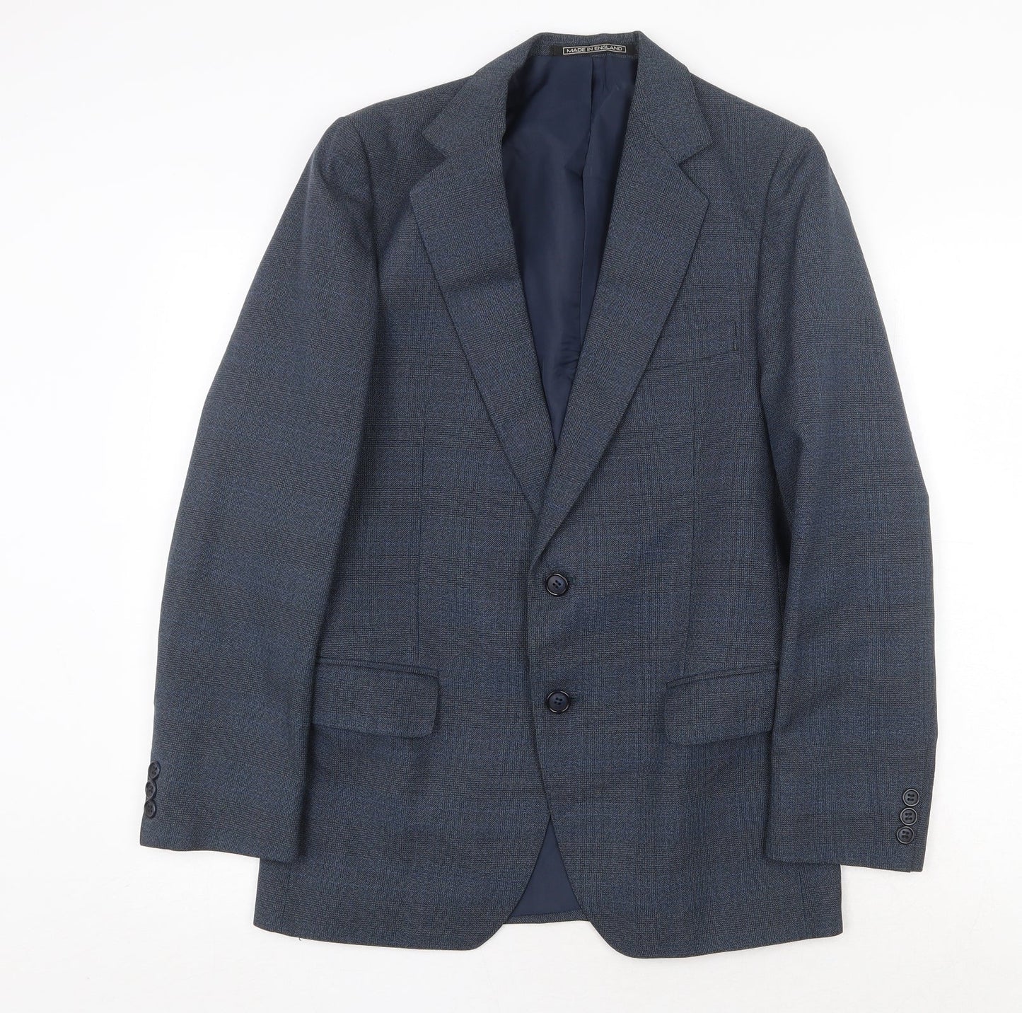John Oliver Mens Blue Polyester Jacket Suit Jacket Size 38 Regular