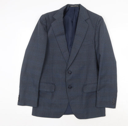 John Oliver Mens Blue Polyester Jacket Suit Jacket Size 38 Regular