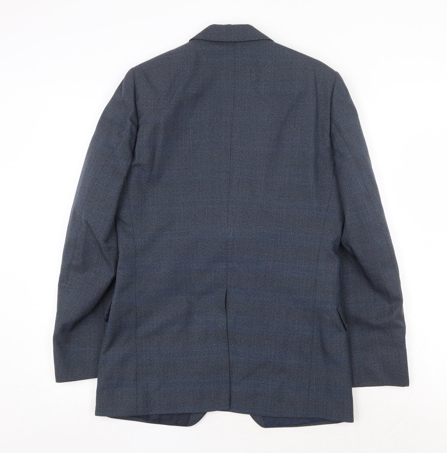 John Oliver Mens Blue Polyester Jacket Suit Jacket Size 38 Regular