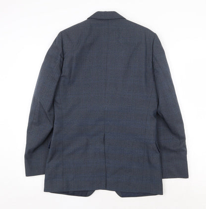 John Oliver Mens Blue Polyester Jacket Suit Jacket Size 38 Regular