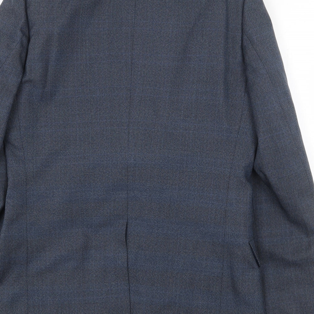 John Oliver Mens Blue Polyester Jacket Suit Jacket Size 38 Regular