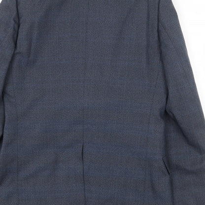 John Oliver Mens Blue Polyester Jacket Suit Jacket Size 38 Regular