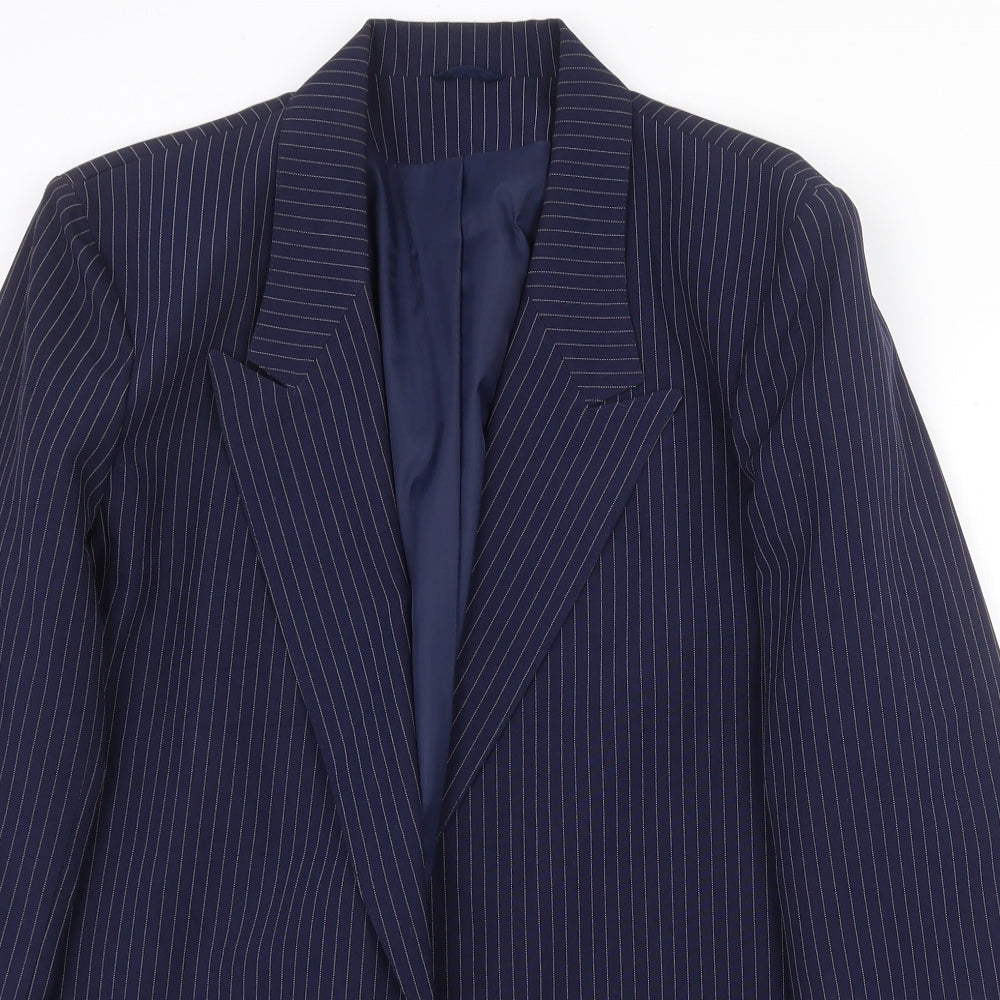 Debenhams Womens Blue Striped Polyester Jacket Suit Jacket Size 14