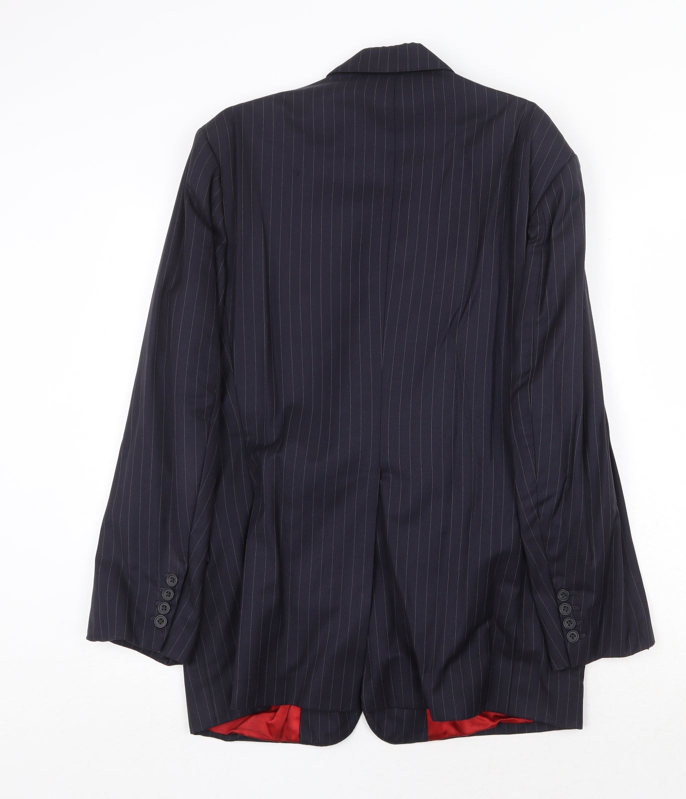 Outlook Mens Blue Striped Polyester Jacket Suit Jacket Size 44 Regular