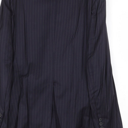 Outlook Mens Blue Striped Polyester Jacket Suit Jacket Size 44 Regular