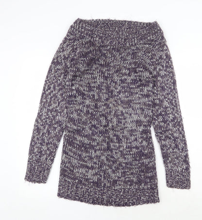 George Womens Purple Boat Neck Acrylic Pullover Jumper Size 8