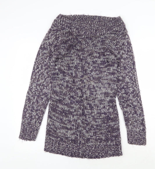 George Womens Purple Boat Neck Acrylic Pullover Jumper Size 8