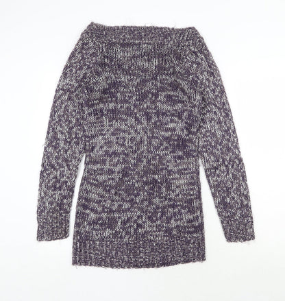 George Womens Purple Boat Neck Acrylic Pullover Jumper Size 8