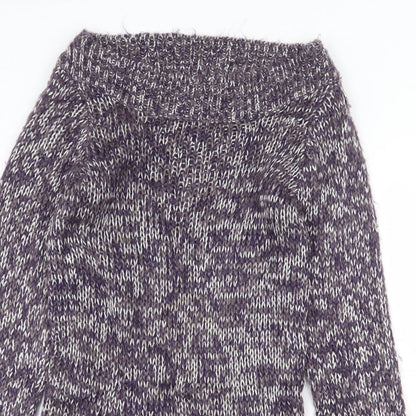 George Womens Purple Boat Neck Acrylic Pullover Jumper Size 8