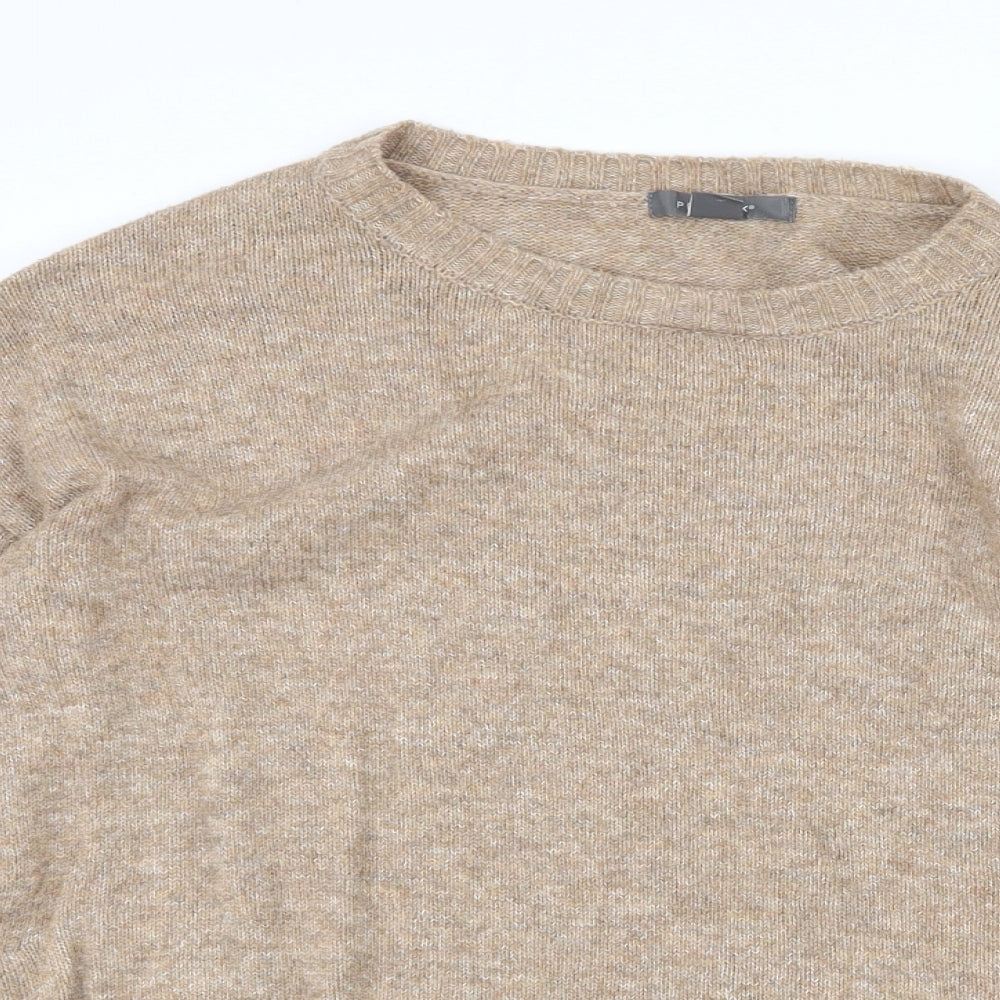 Primark Womens Beige Round Neck Acrylic Pullover Jumper Size S