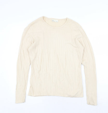BHS Womens Beige Round Neck Acrylic Pullover Jumper Size 10 - Size 10/12
