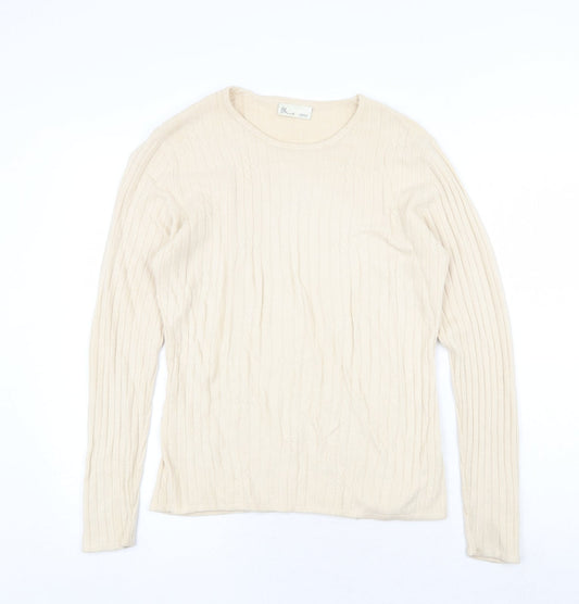 BHS Womens Beige Round Neck Acrylic Pullover Jumper Size 10 - Size 10/12