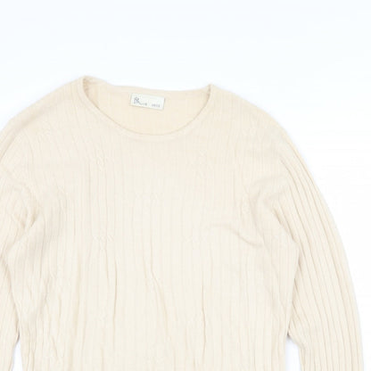BHS Womens Beige Round Neck Acrylic Pullover Jumper Size 10 - Size 10/12