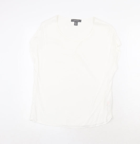 Primark Womens White Viscose Basic T-Shirt Size 6 Boat Neck