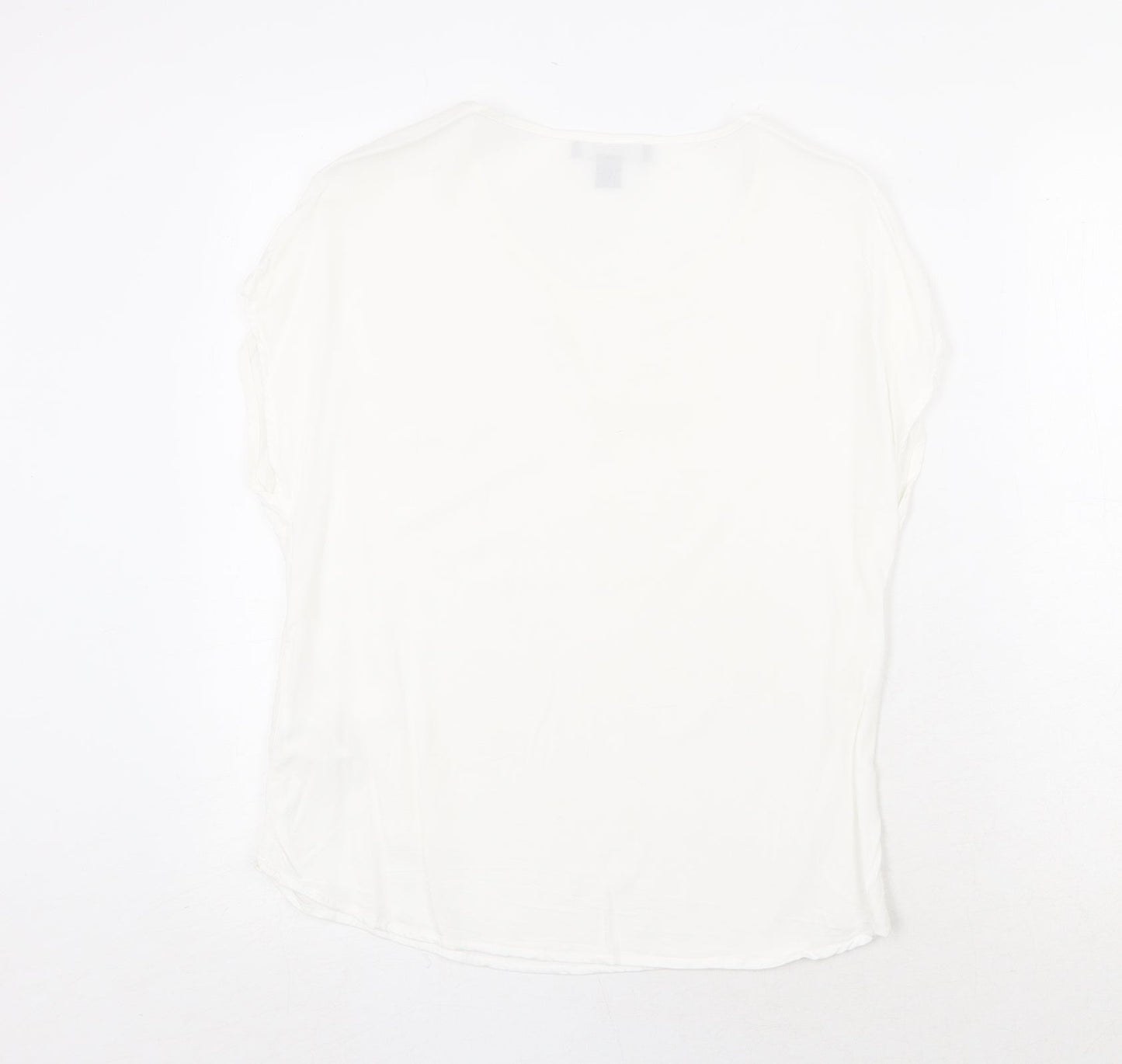 Primark Womens White Viscose Basic T-Shirt Size 6 Boat Neck