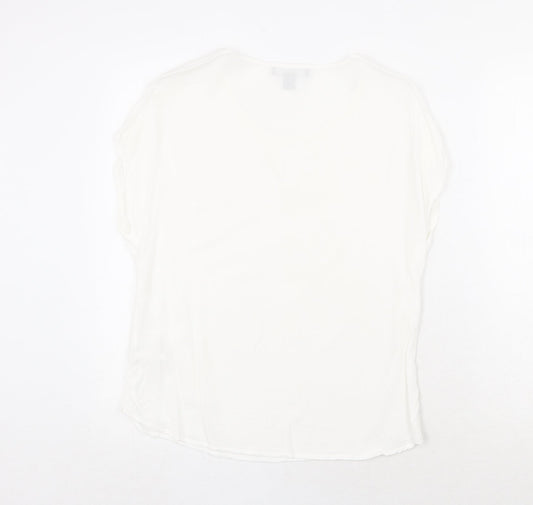Primark Womens White Viscose Basic T-Shirt Size 6 Boat Neck