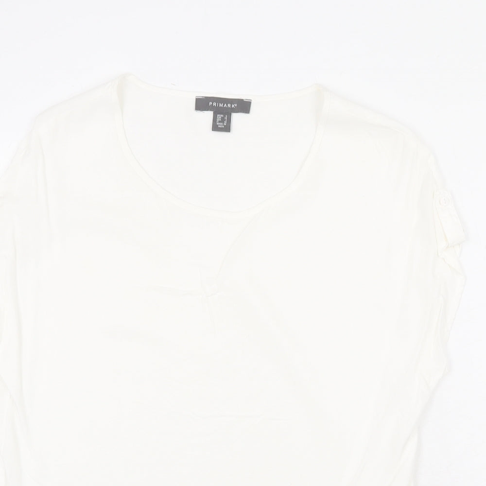 Primark Womens White Viscose Basic T-Shirt Size 6 Boat Neck
