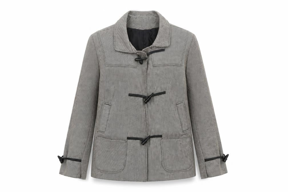 West Street Haku Womens Beige Striped Jacket Size M Toggle