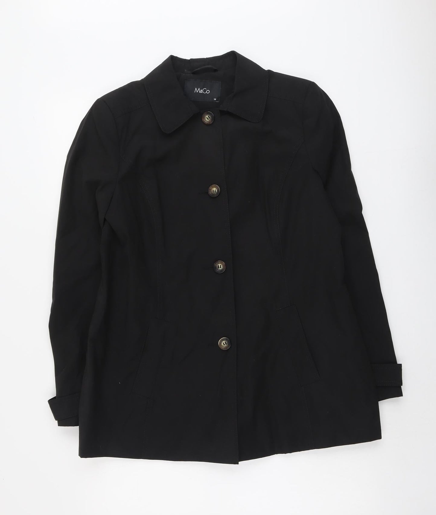 M&Co Womens Black Jacket Size 14 Button