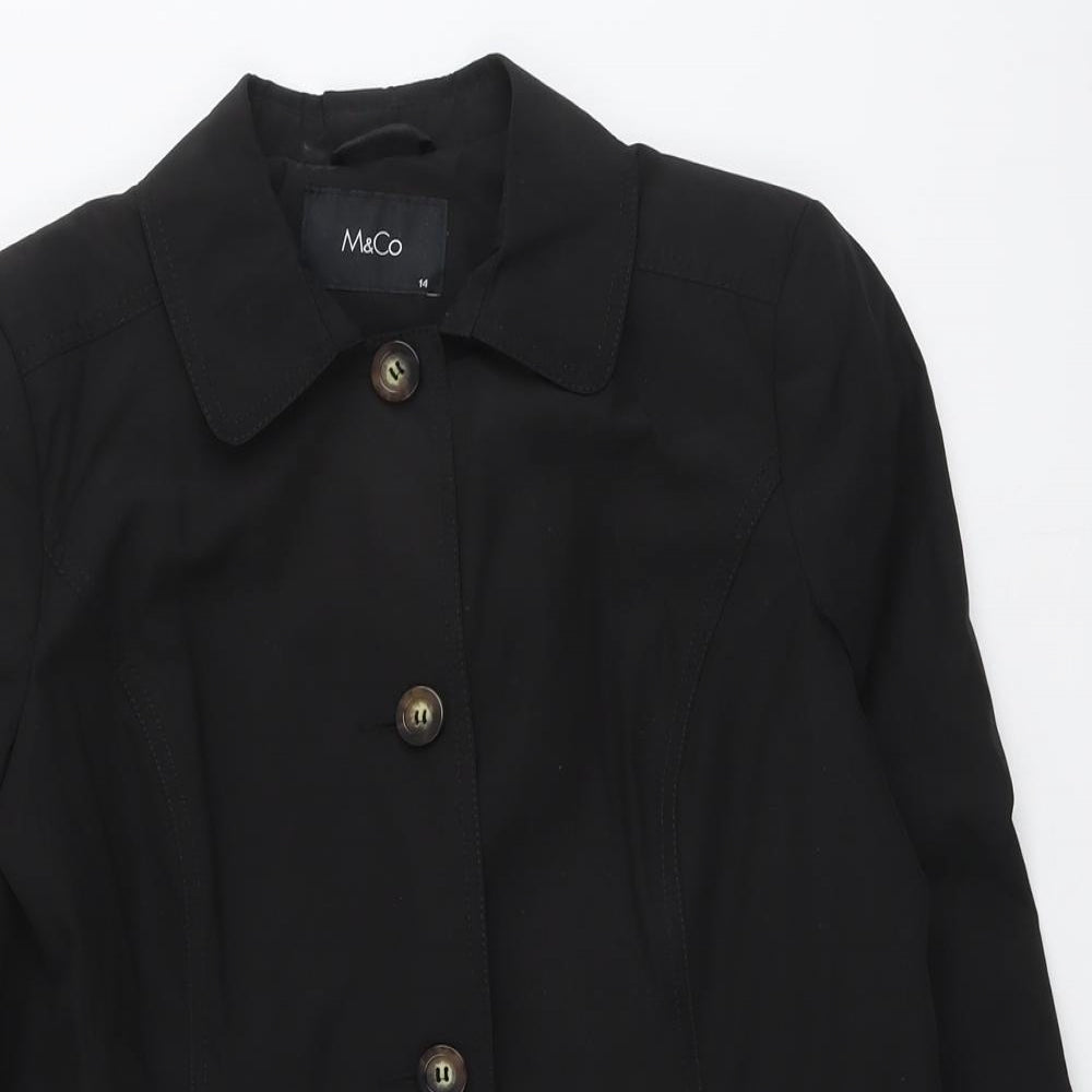 M&Co Womens Black Jacket Size 14 Button