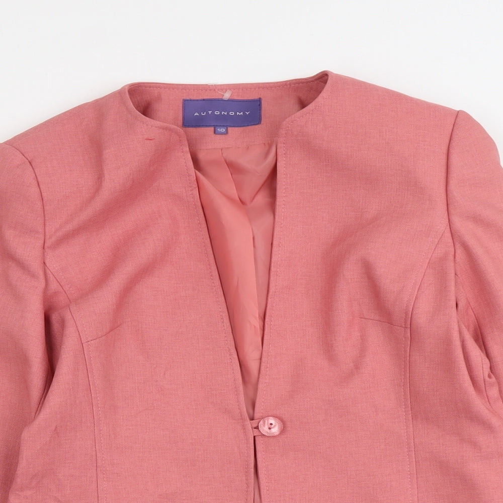 Autonomy Womens Pink Jacket Blazer Size 10 Button