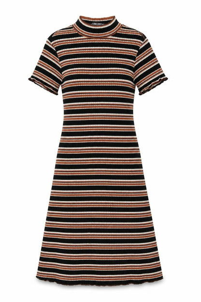 Primark Womens Multicoloured Striped Cotton Fit & Flare Size 4 Mock Neck Pullover