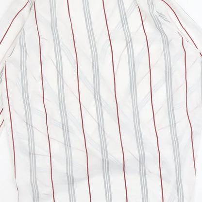 Atmosphere Womens White Striped Polyester Basic Blouse Size 10 V-Neck