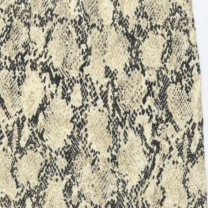 Marks and Spencer Womens Beige Animal Print Viscose A-Line Skirt Size 10 Drawstring - Snakeskin Pattern
