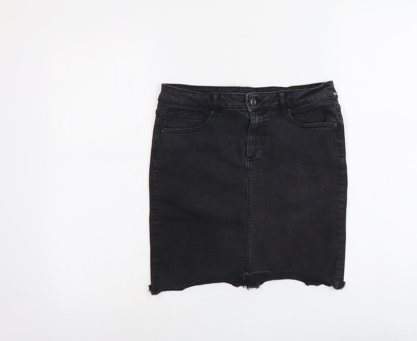 Pieces Womens Grey Cotton A-Line Skirt Size L Button