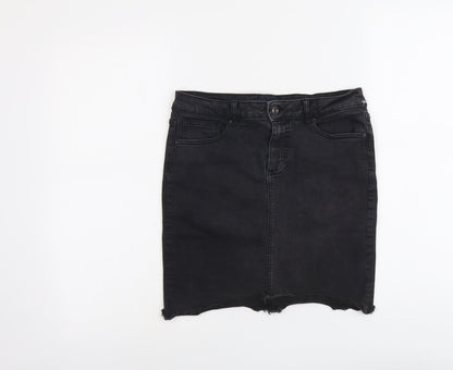 Pieces Womens Grey Cotton A-Line Skirt Size L Button