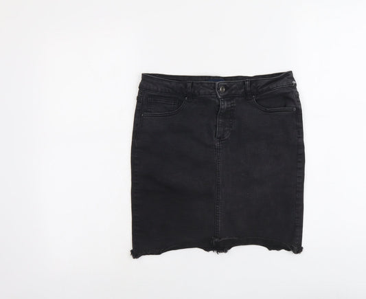 Pieces Womens Grey Cotton A-Line Skirt Size L Button