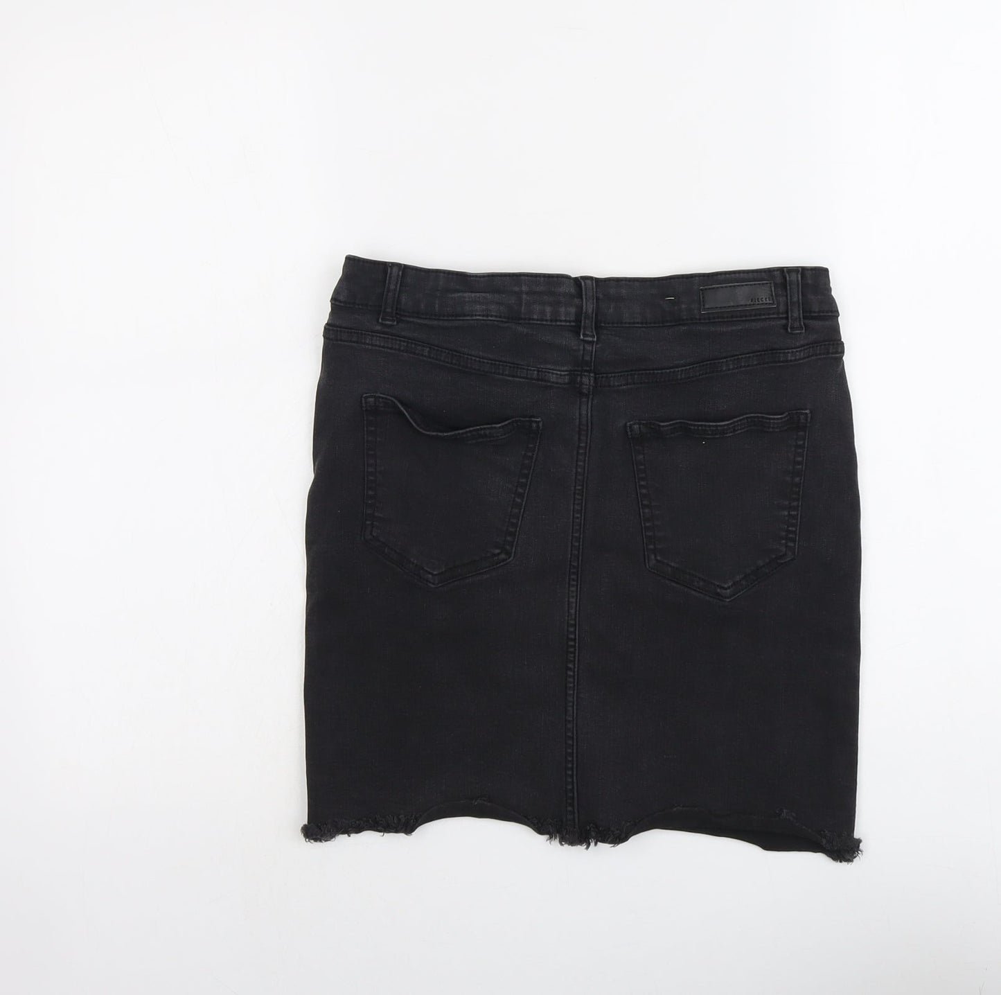 Pieces Womens Grey Cotton A-Line Skirt Size L Button