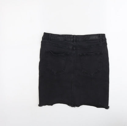 Pieces Womens Grey Cotton A-Line Skirt Size L Button