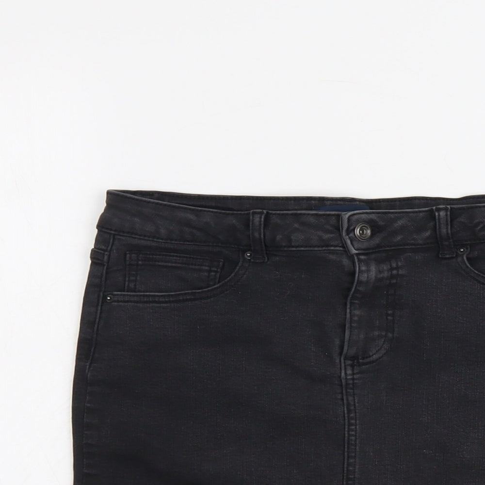 Pieces Womens Grey Cotton A-Line Skirt Size L Button