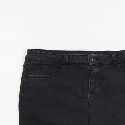 Pieces Womens Grey Cotton A-Line Skirt Size L Button