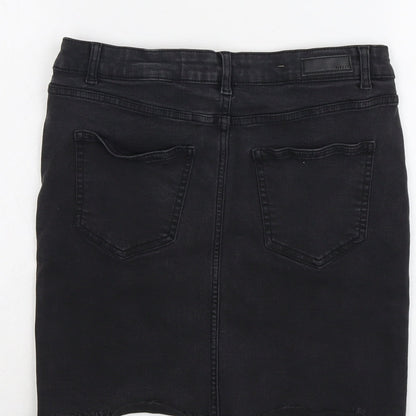 Pieces Womens Grey Cotton A-Line Skirt Size L Button