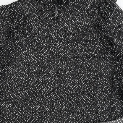 Papaya Womens Black Geometric Polyester Basic Blouse Size 10 High Neck
