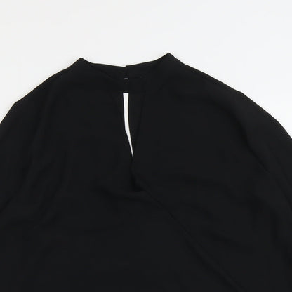 Miss Selfridge Womens Black Polyester Basic Blouse Size 10 Round Neck