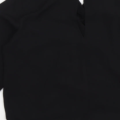 Miss Selfridge Womens Black Polyester Basic Blouse Size 10 Round Neck