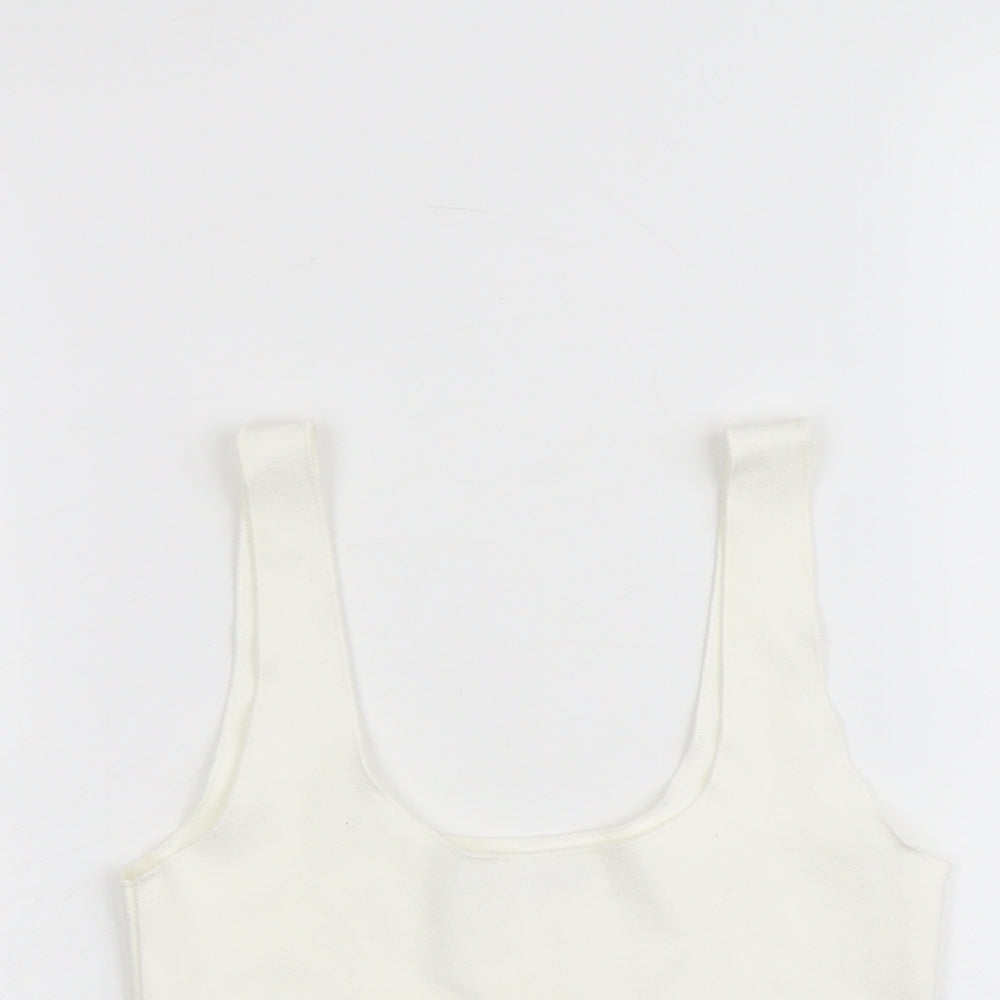 Womens UK Size M Zara Ivory Cropped Tank